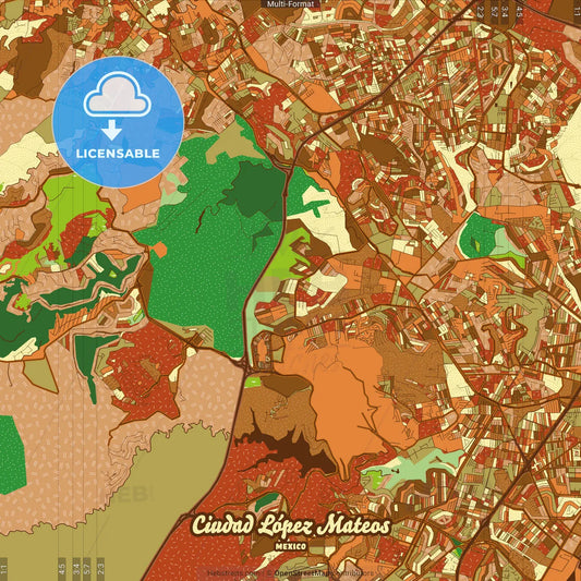 Ciudad López Mateos Mexico Farmhouse Poster Art Map Template