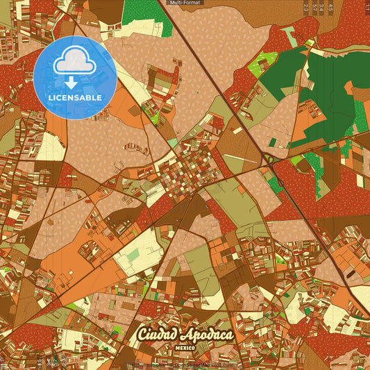 Ciudad Apodaca Mexico Farmhouse Poster Art Map Template