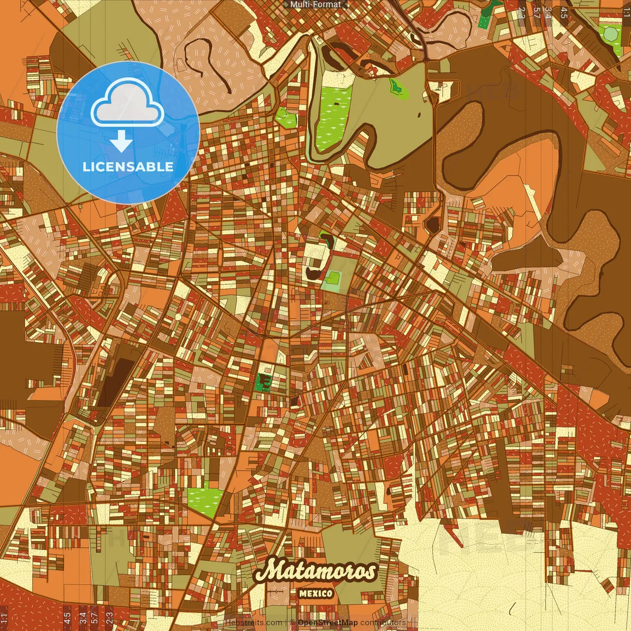 Matamoros Mexico Farmhouse Poster Art Map Template