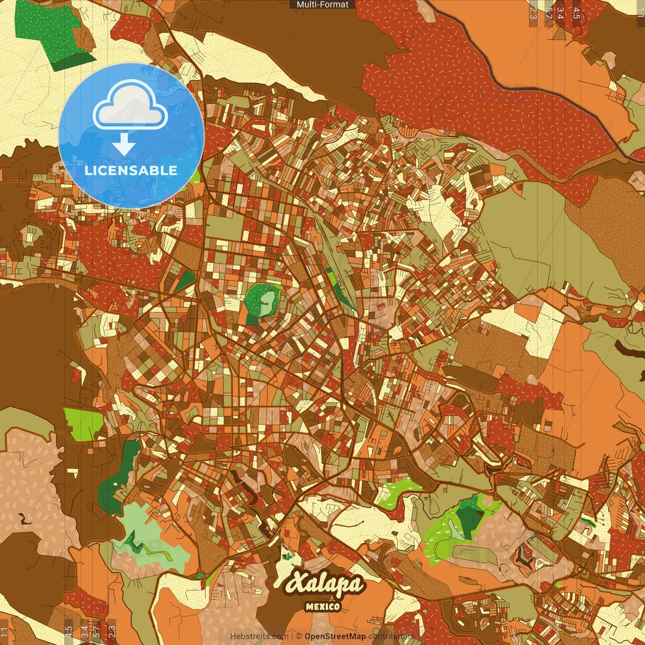 Xalapa Mexico Farmhouse Poster Art Map Template