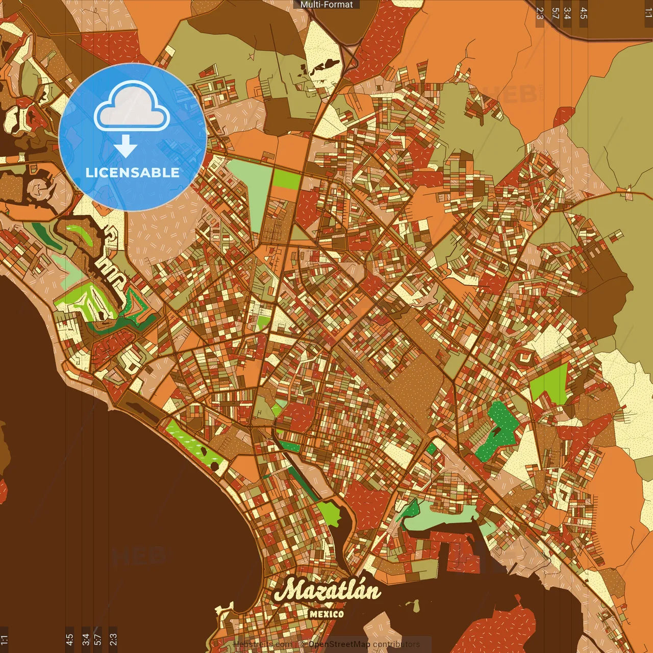 Mazatlán Mexico Farmhouse Poster Art Map Template