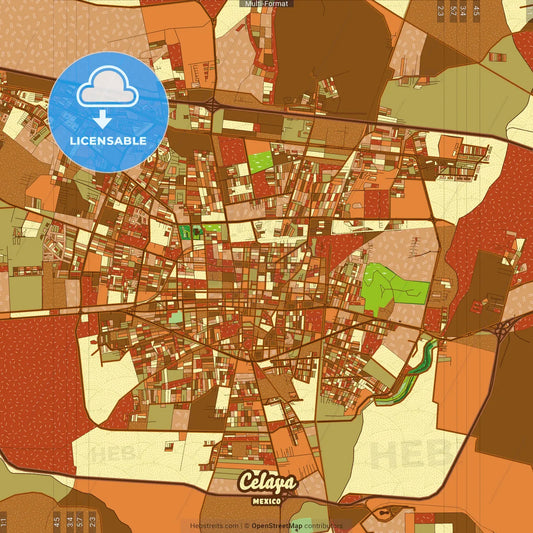 Celaya Mexico Farmhouse Poster Art Map Template