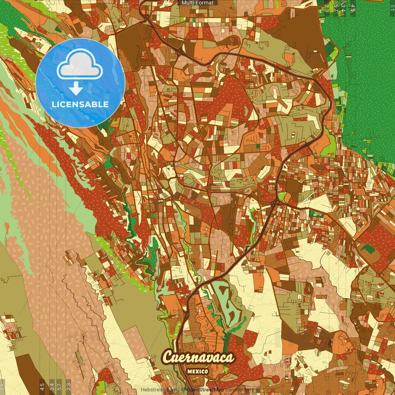 Cuernavaca Mexico Farmhouse Poster Art Map Template
