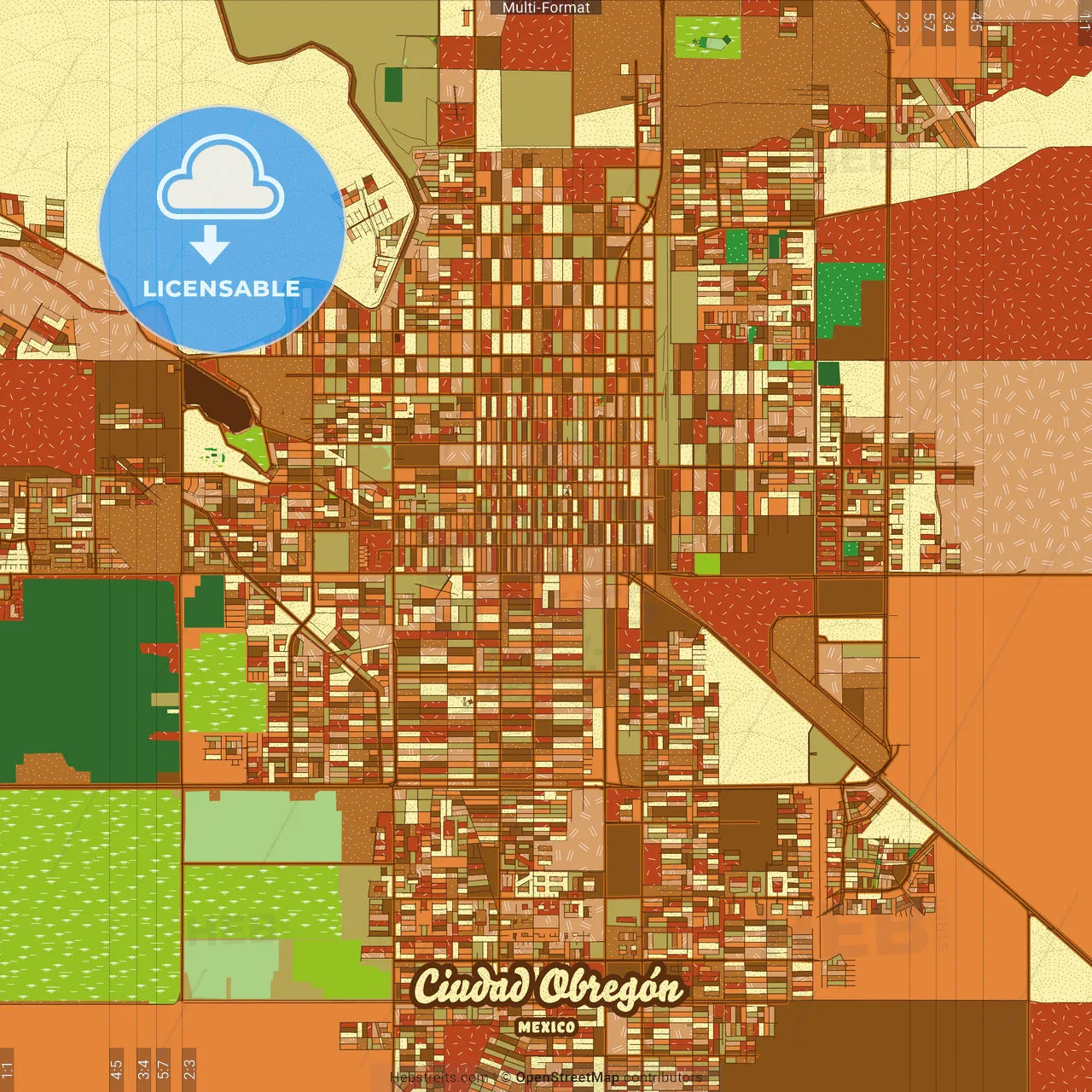 Ciudad Obregón Mexico Farmhouse Poster Art Map Template