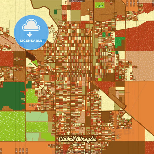 Ciudad Obregón Mexico Farmhouse Poster Art Map Template