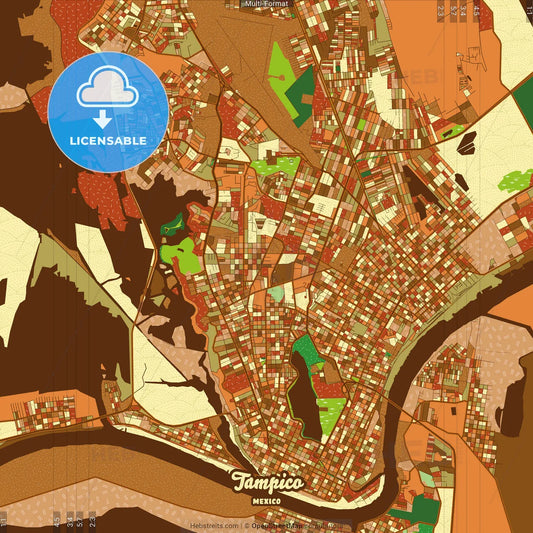 Tampico Mexico Farmhouse Poster Art Map Template