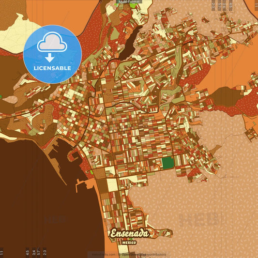 Ensenada Mexico Farmhouse Poster Art Map Template