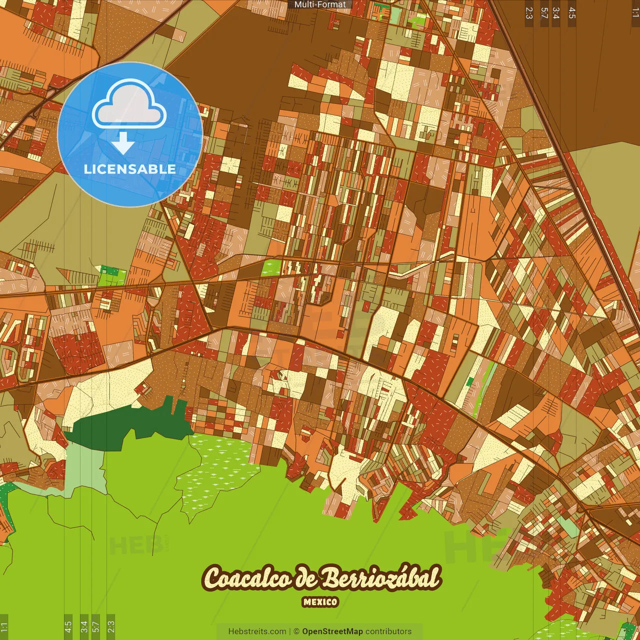 Coacalco de Berriozábal Mexico Farmhouse Poster Art Map Template