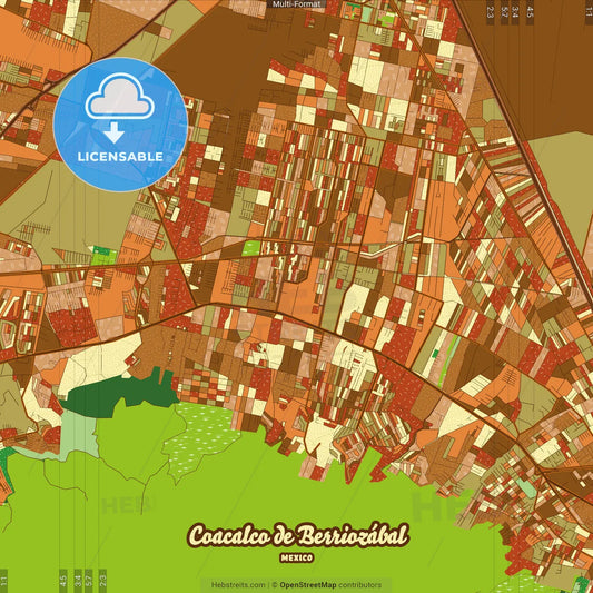 Coacalco de Berriozábal Mexico Farmhouse Poster Art Map Template