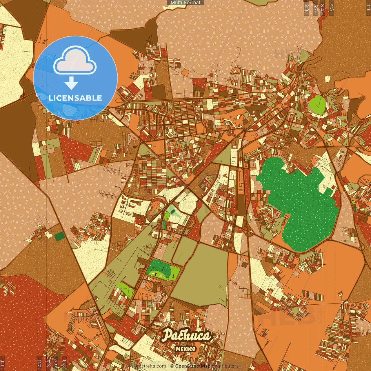 Pachuca Mexico Farmhouse Poster Art Map Template