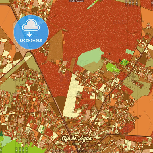 Ojo de Agua Mexico Farmhouse Poster Art Map Template