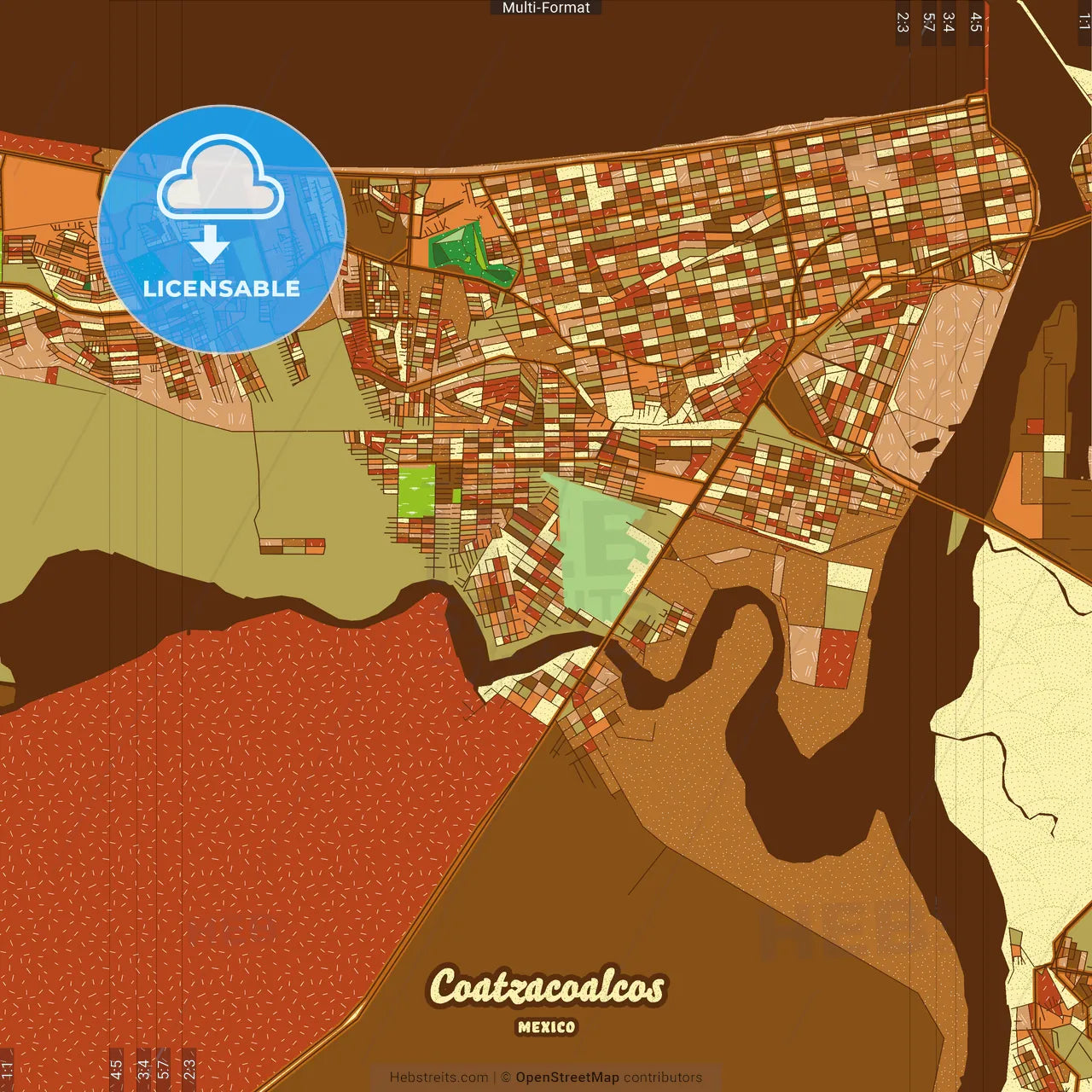 Coatzacoalcos Mexico Farmhouse Poster Art Map Template