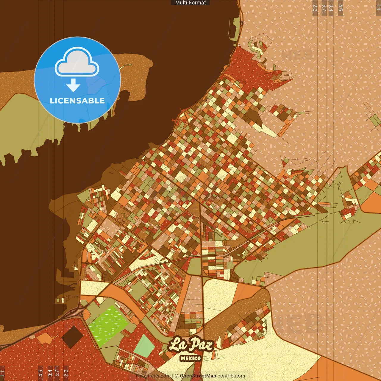 La Paz Mexico Farmhouse Poster Art Map Template