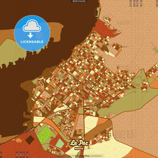 La Paz Mexico Farmhouse Poster Art Map Template