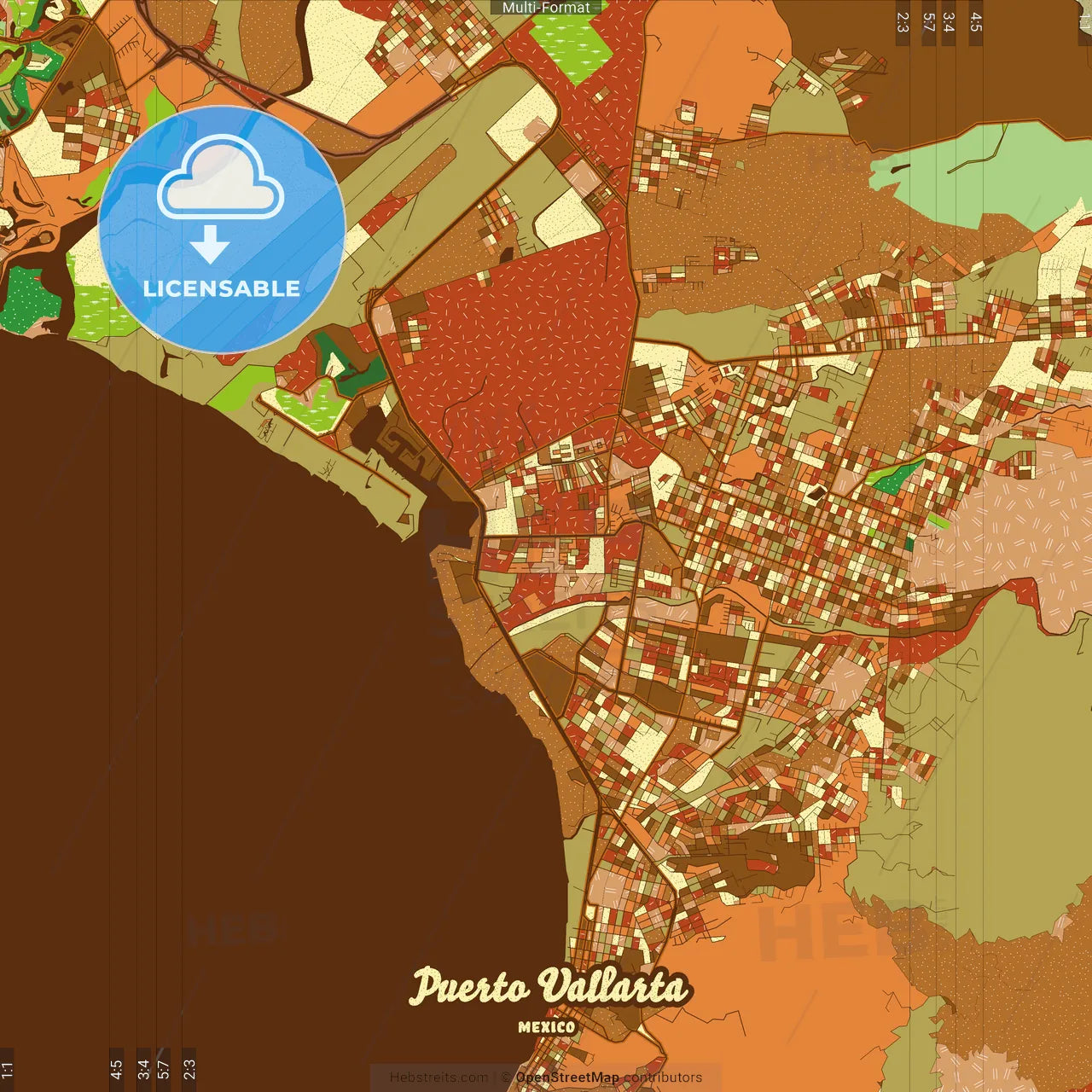 Puerto Vallarta Mexico Farmhouse Poster Art Map Template