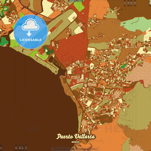 Puerto Vallarta Mexico Farmhouse Poster Art Map Template