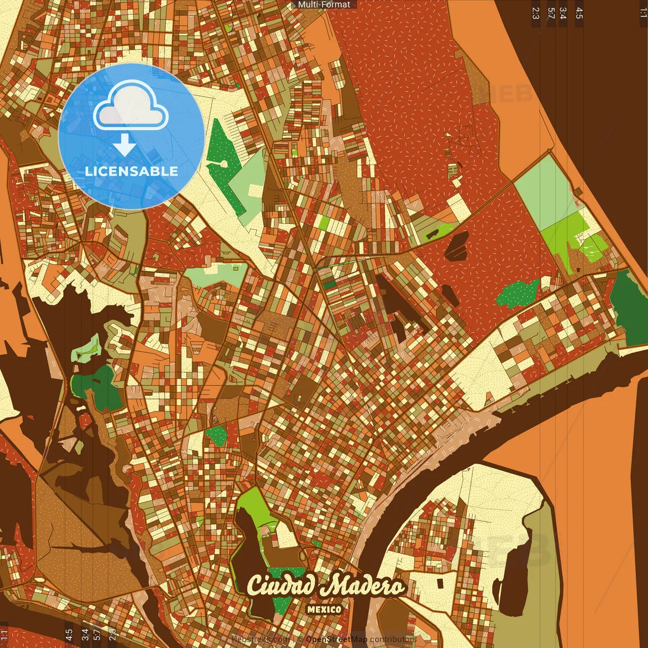 Ciudad Madero Mexico Farmhouse Poster Art Map Template