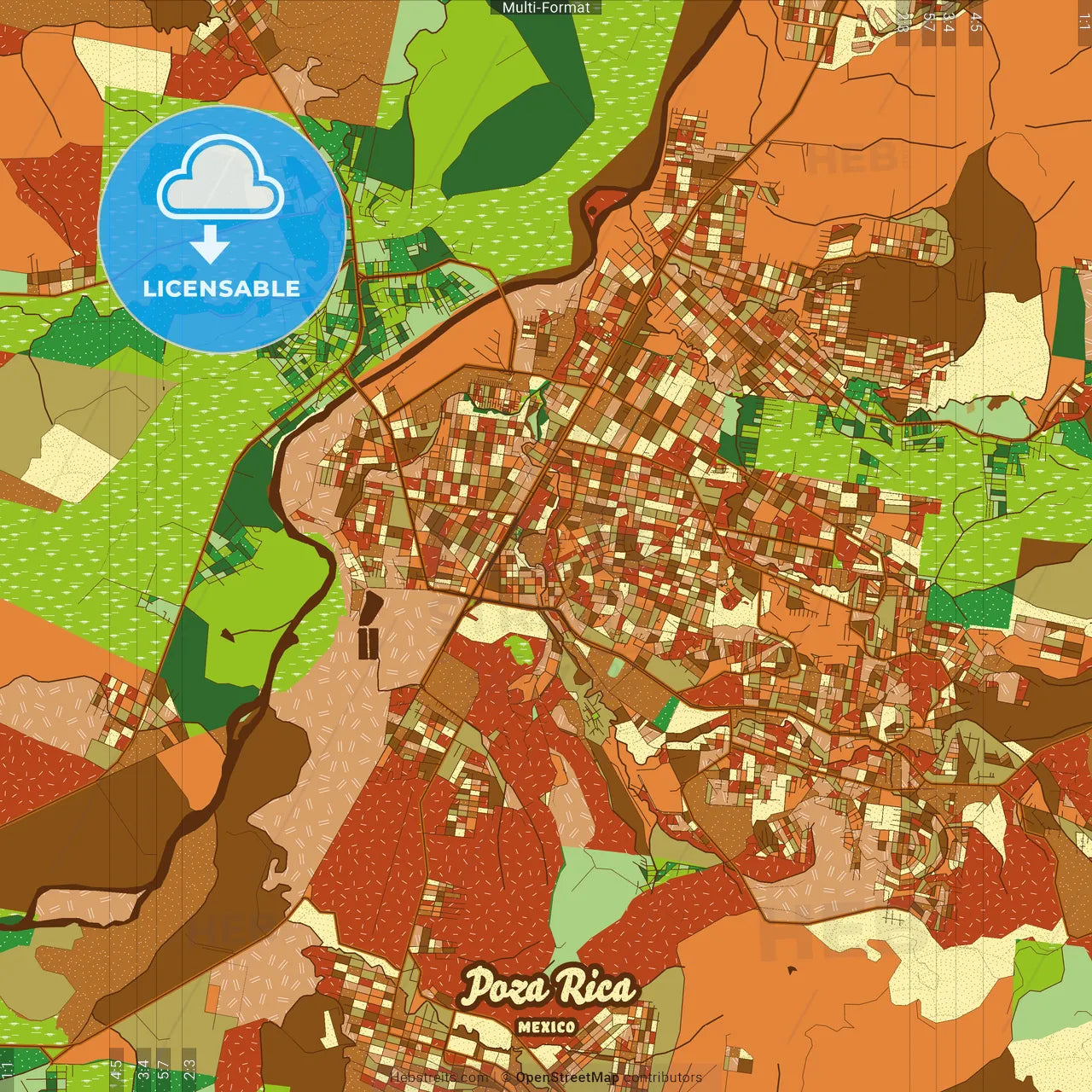 Poza Rica Mexico Farmhouse Poster Art Map Template