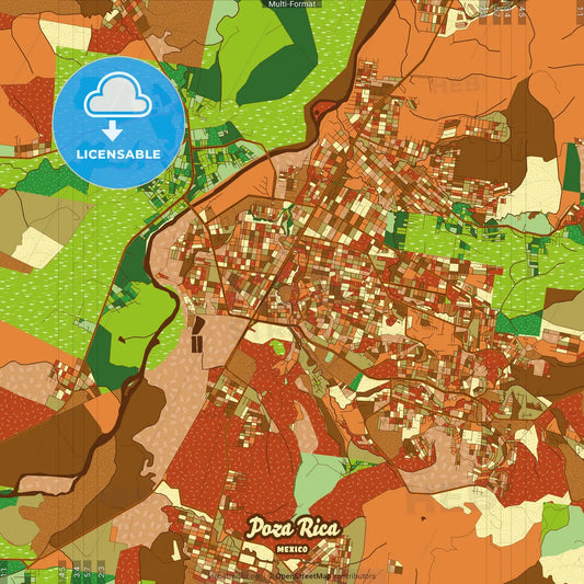 Poza Rica Mexico Farmhouse Poster Art Map Template