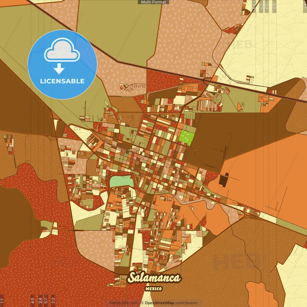 Salamanca Mexico Farmhouse Poster Art Map Template