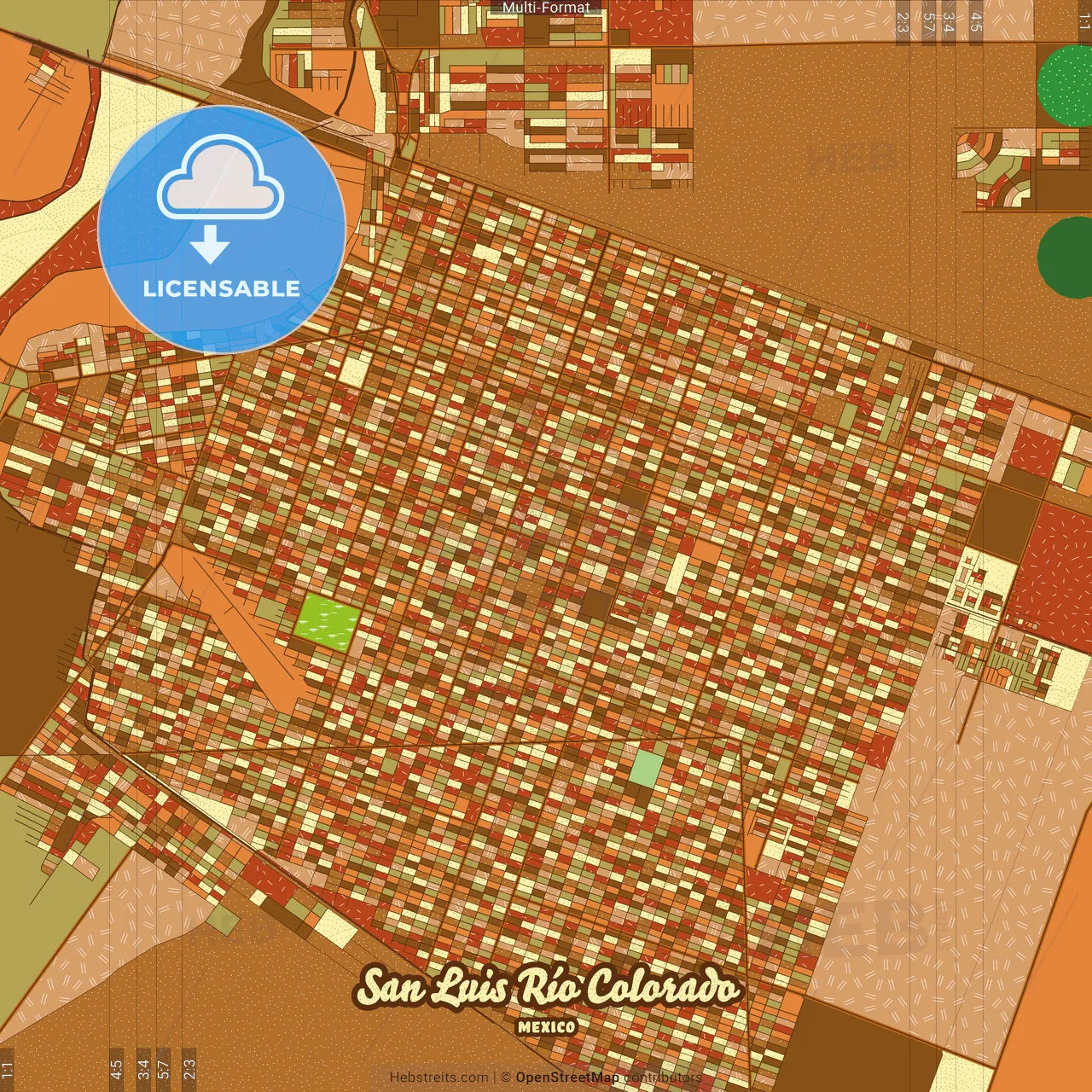 San Luis Río Colorado Mexico Farmhouse Poster Art Map Template