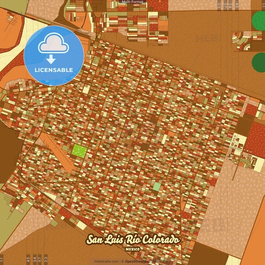 San Luis Río Colorado Mexico Farmhouse Poster Art Map Template