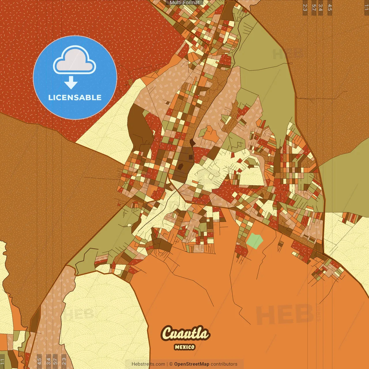 Cuautla Mexico Farmhouse Poster Art Map Template