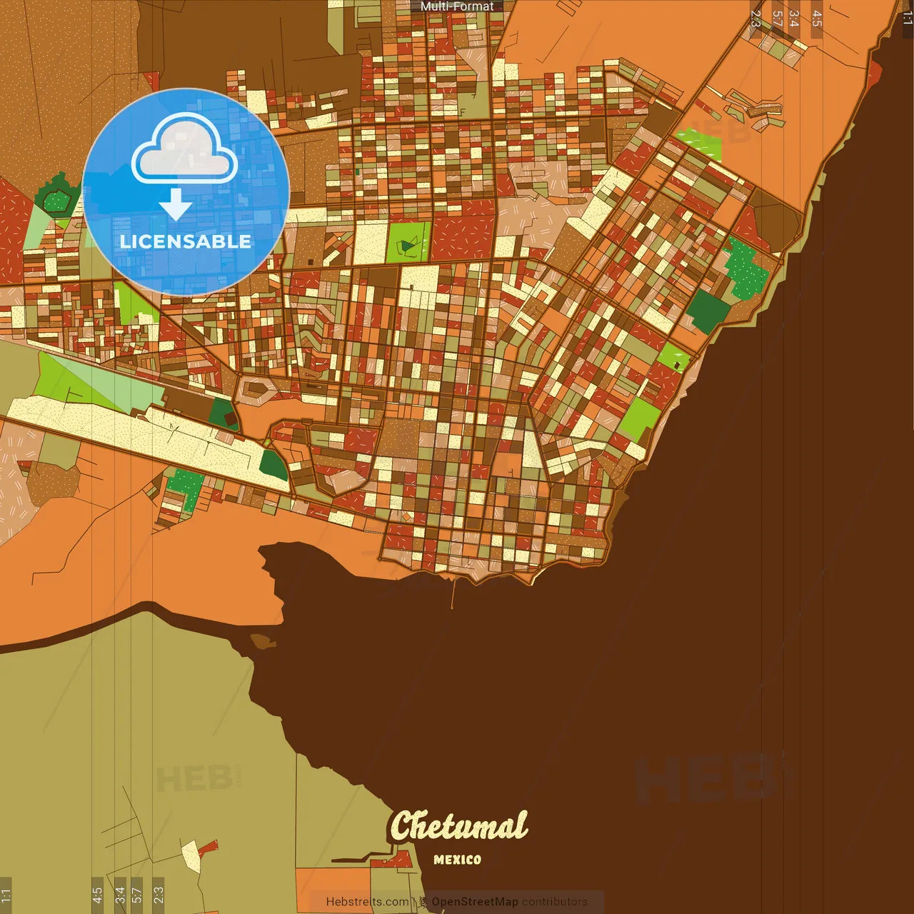 Chetumal Mexico Farmhouse Poster Art Map Template
