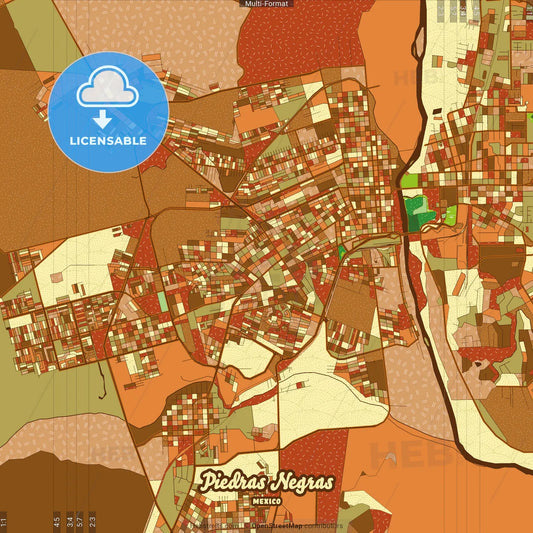 Piedras Negras Mexico Farmhouse Poster Art Map Template