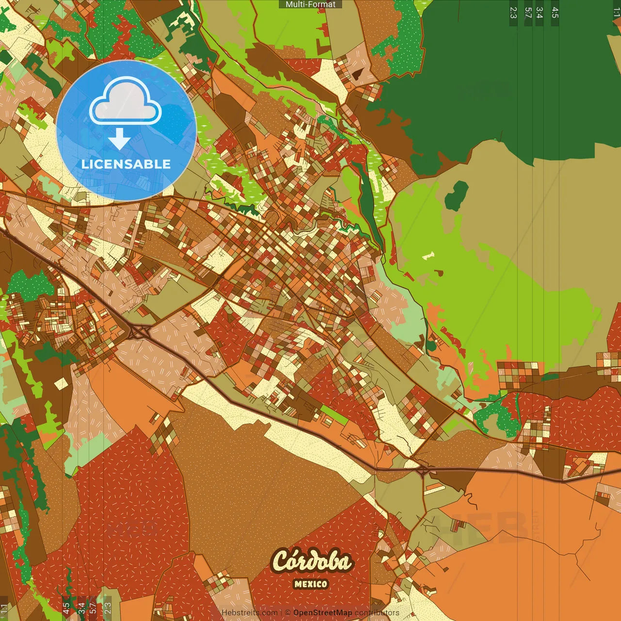Córdoba Mexico Farmhouse Poster Art Map Template