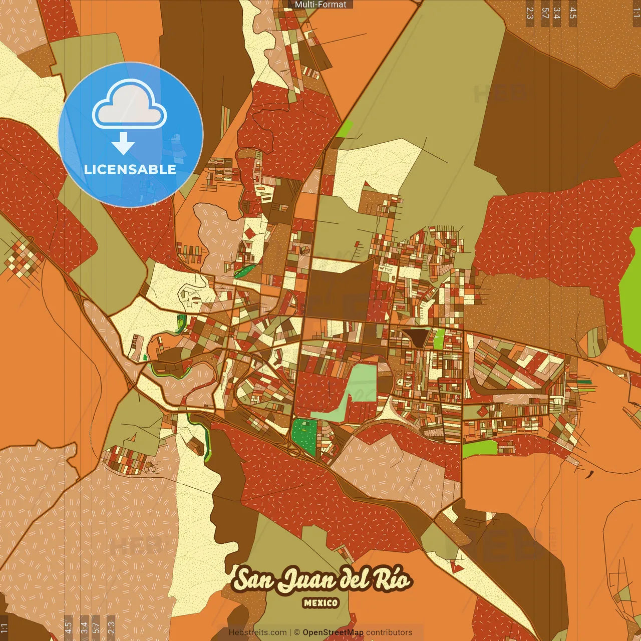 San Juan del Río Mexico Farmhouse Poster Art Map Template