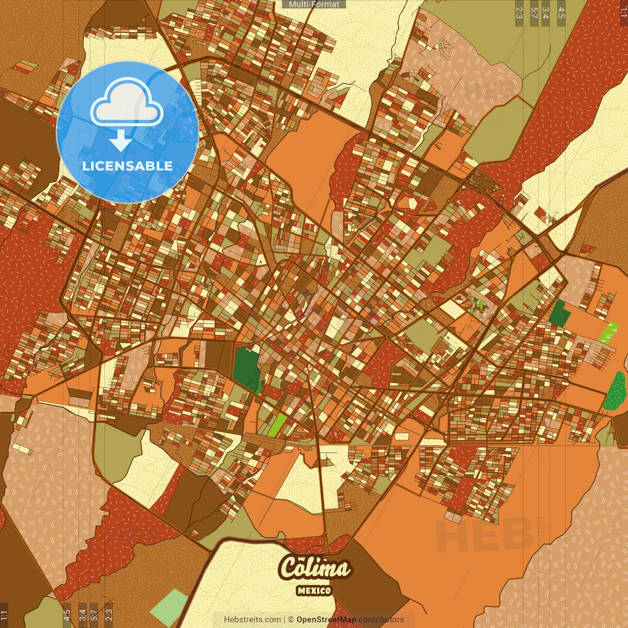 Colima Mexico Farmhouse Poster Art Map Template