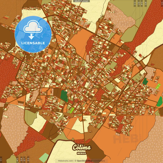 Colima Mexico Farmhouse Poster Art Map Template