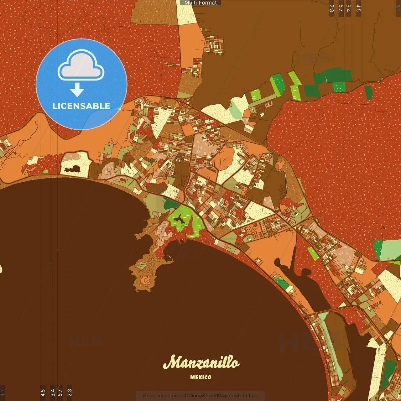 Manzanillo Mexico Farmhouse Poster Art Map Template