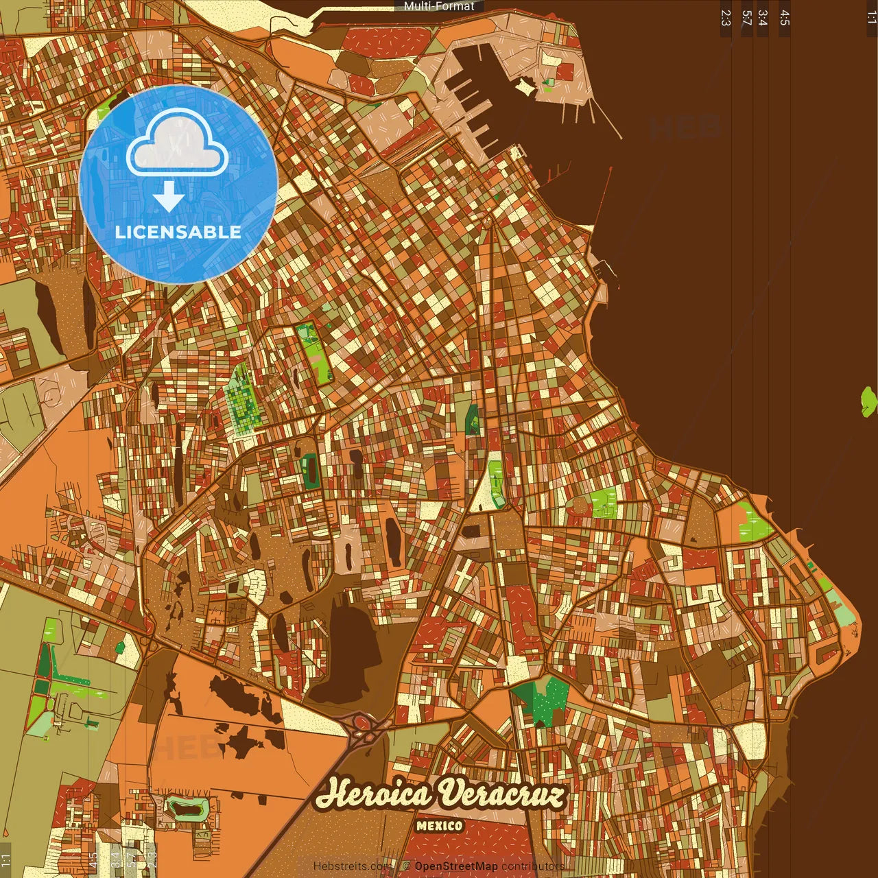 Heroica Veracruz Mexico Farmhouse Poster Art Map Template