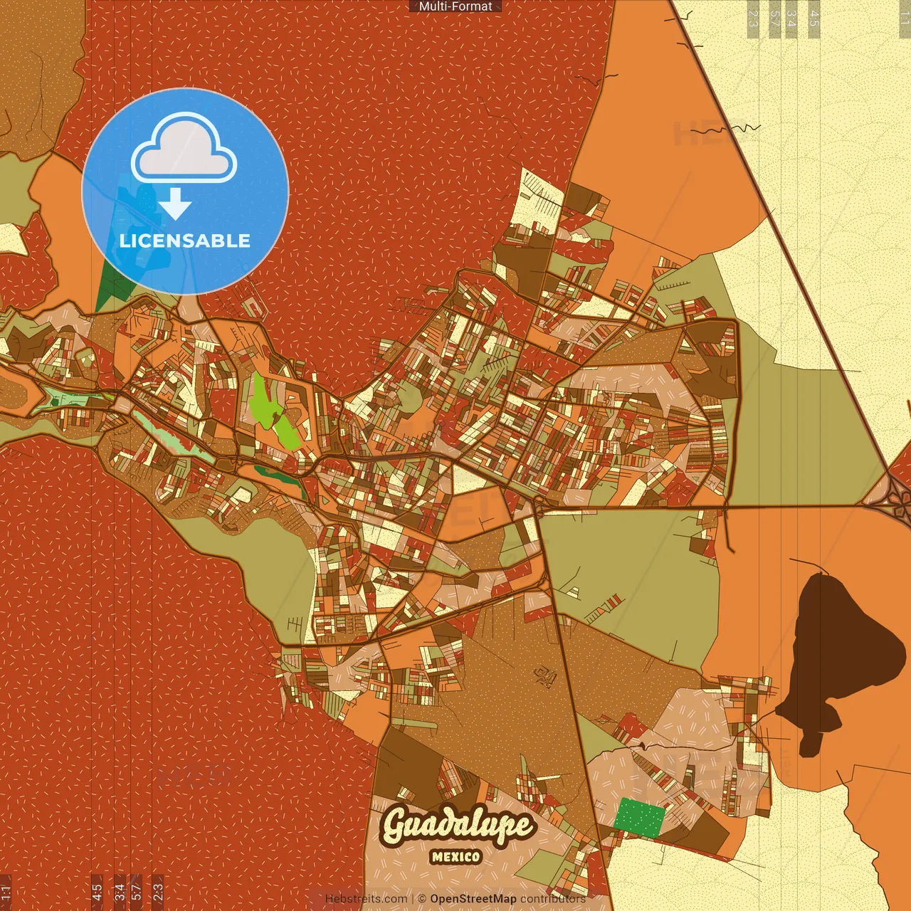 Guadalupe Mexico Farmhouse Poster Art Map Template