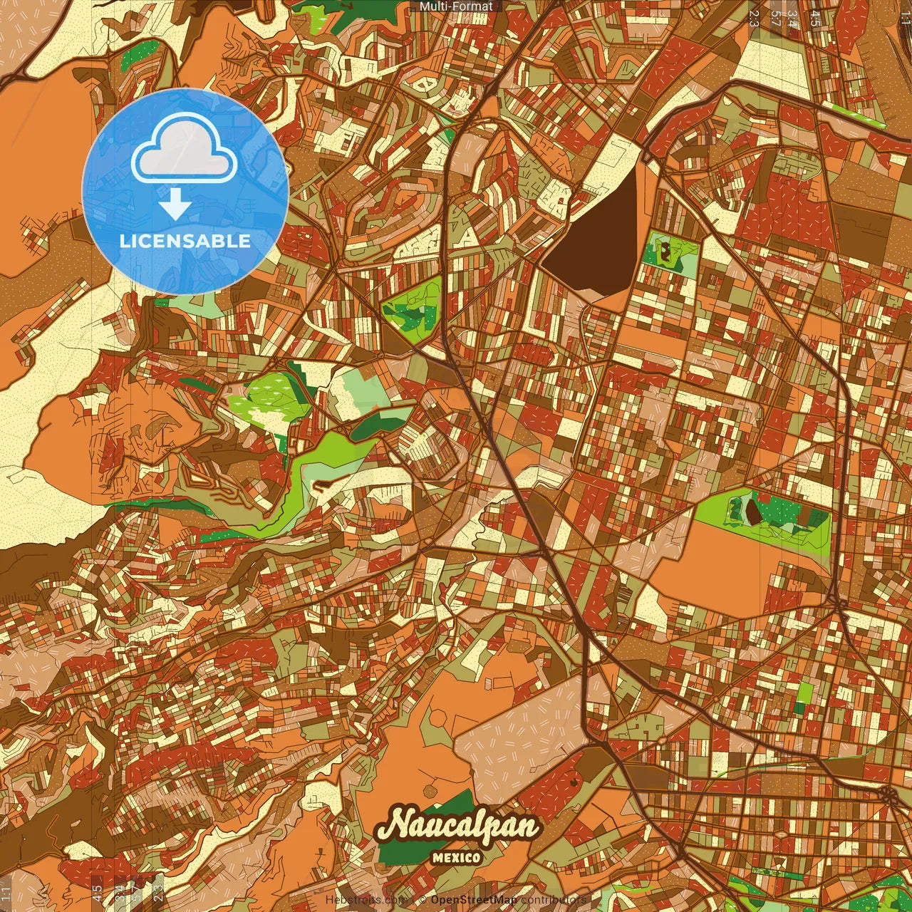 Naucalpan Mexico Farmhouse Poster Art Map Template