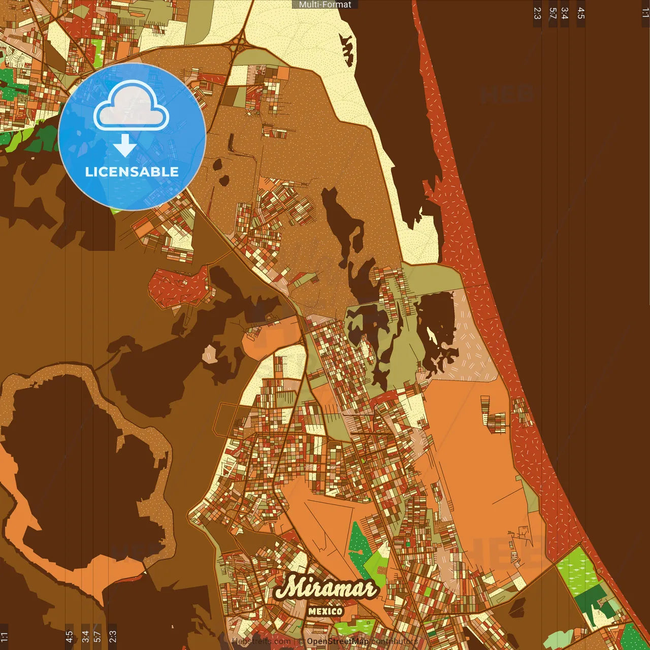 Miramar Mexico Farmhouse Poster Art Map Template