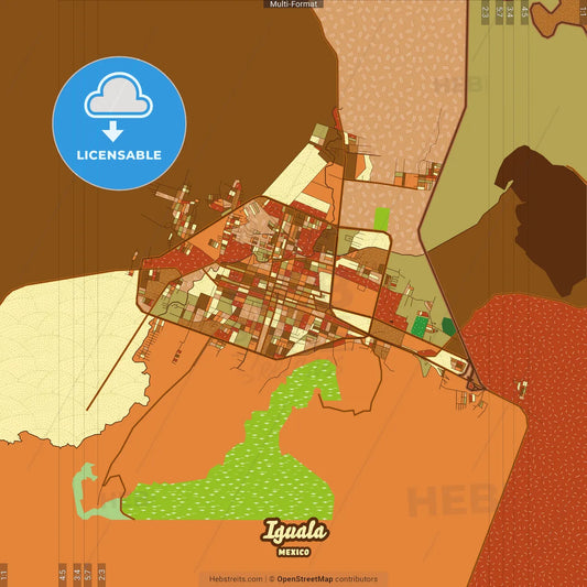 Iguala Mexico Farmhouse Poster Art Map Template