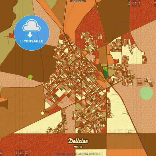 Delicias Mexico Farmhouse Poster Art Map Template