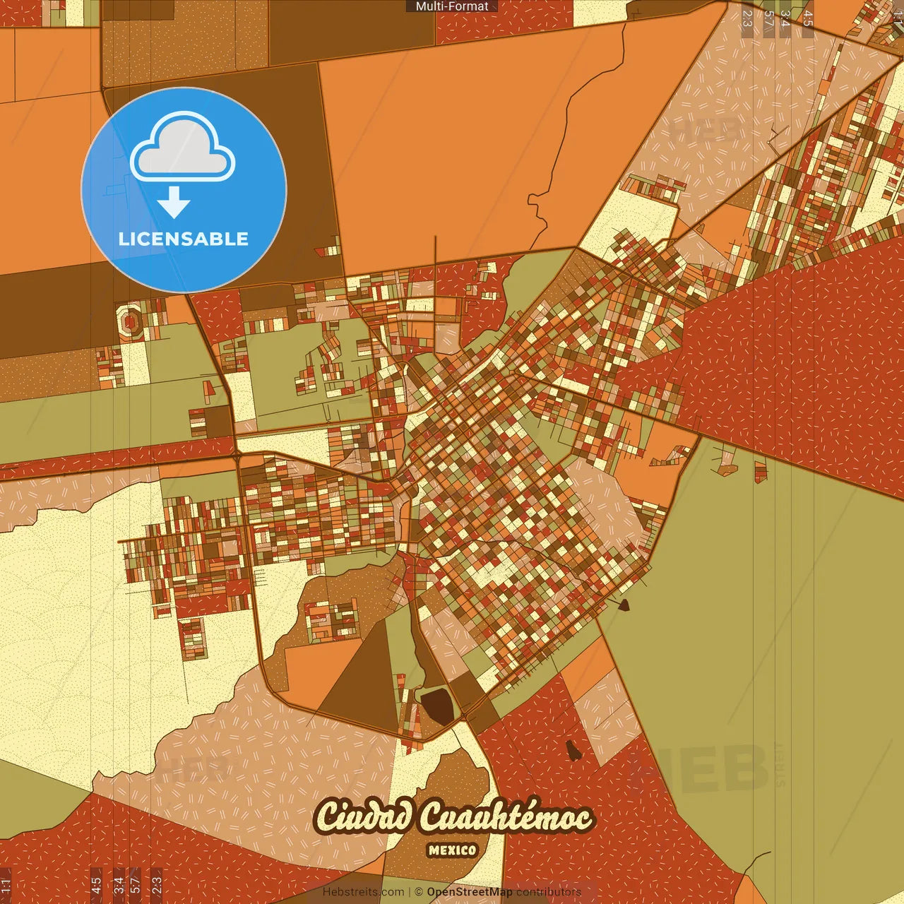 Ciudad Cuauhtémoc Mexico Farmhouse Poster Art Map Template