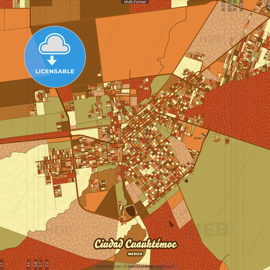 Ciudad Cuauhtémoc Mexico Farmhouse Poster Art Map Template