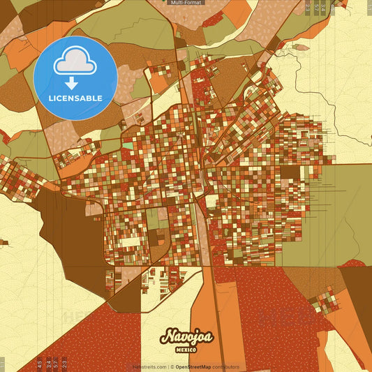 Navojoa Mexico Farmhouse Poster Art Map Template