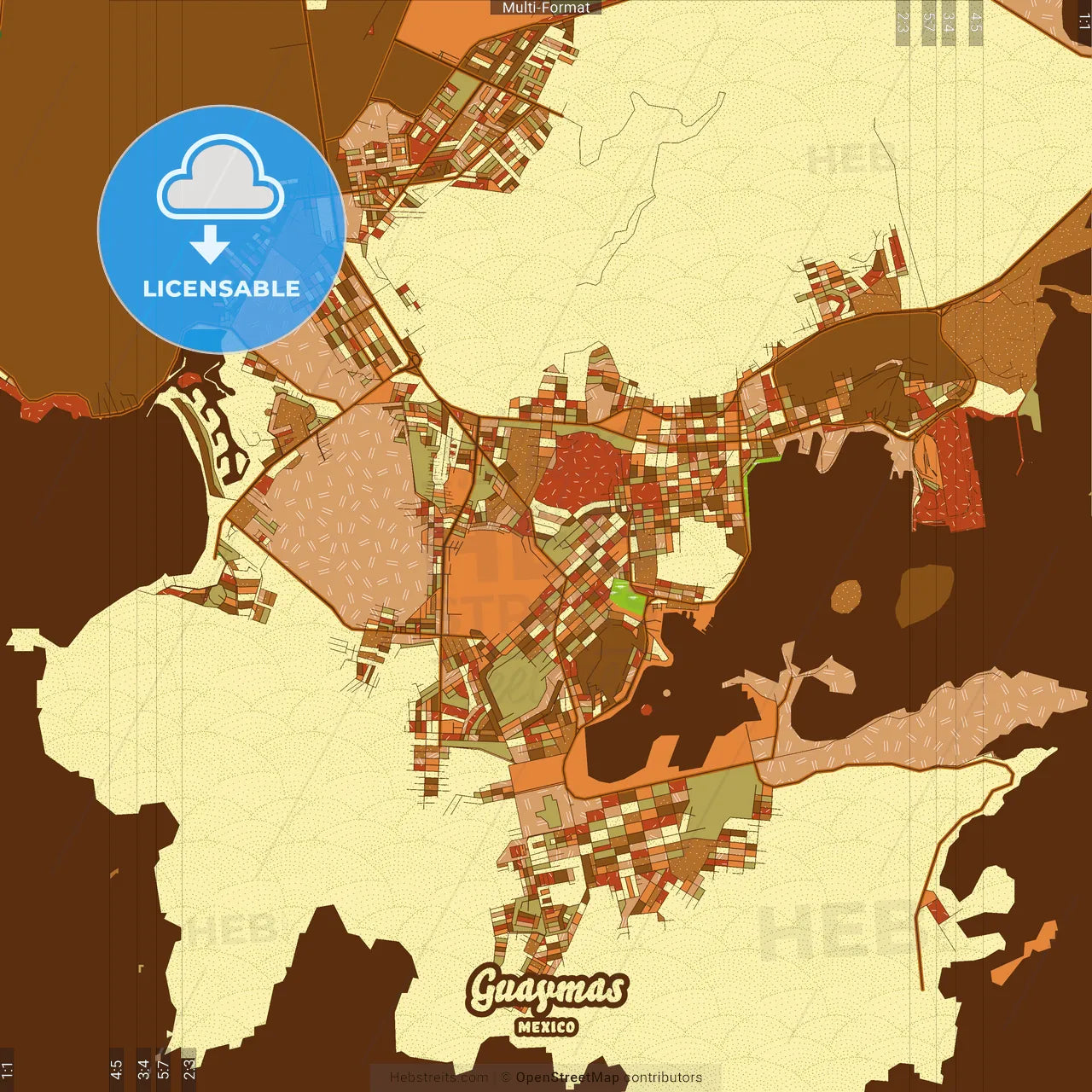 Guaymas Mexico Farmhouse Poster Art Map Template