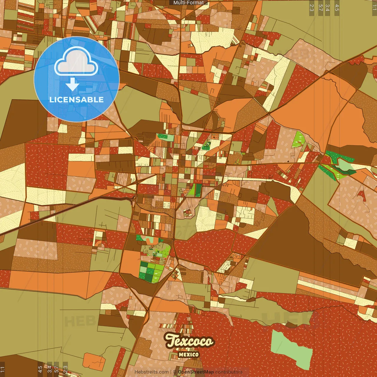 Texcoco Mexico Farmhouse Poster Art Map Template