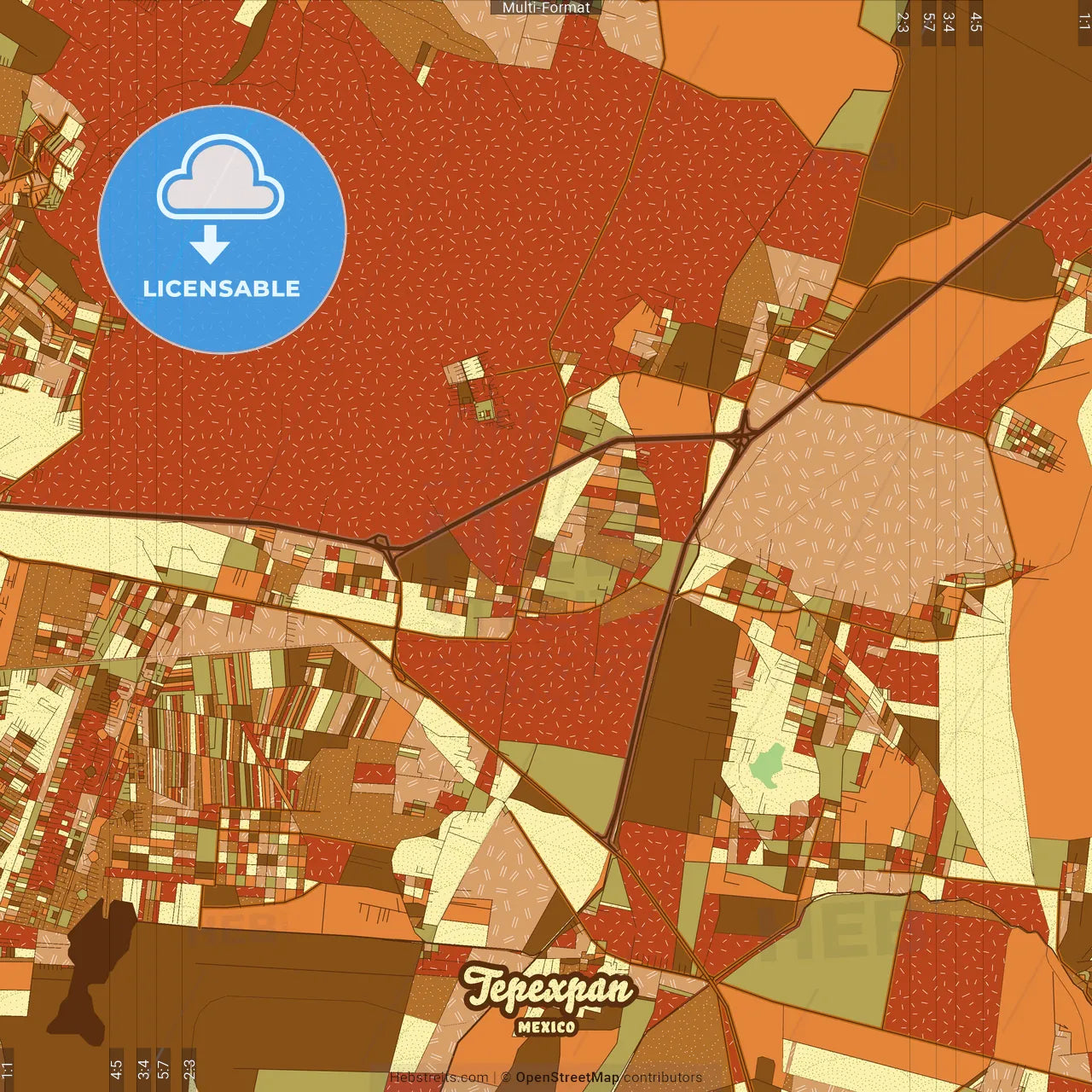 Tepexpan Mexico Farmhouse Poster Art Map Template