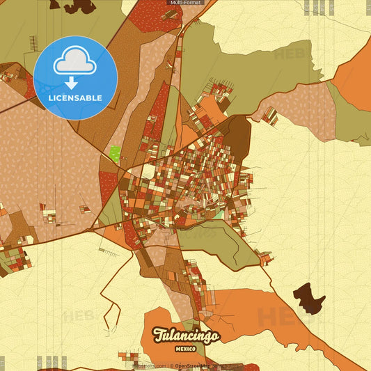 Tulancingo Mexico Farmhouse Poster Art Map Template
