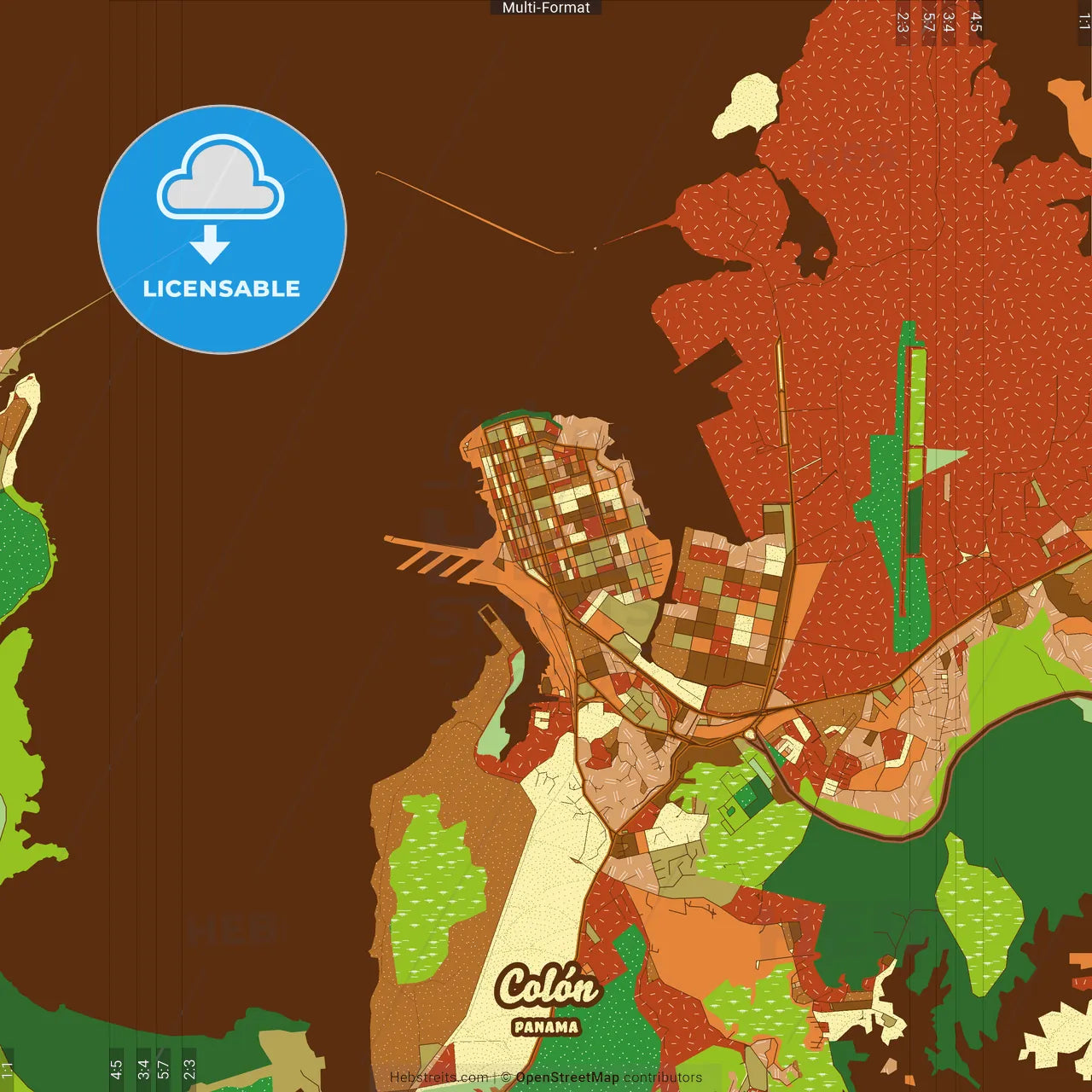 Colón Panama Farmhouse Poster Art Map Template