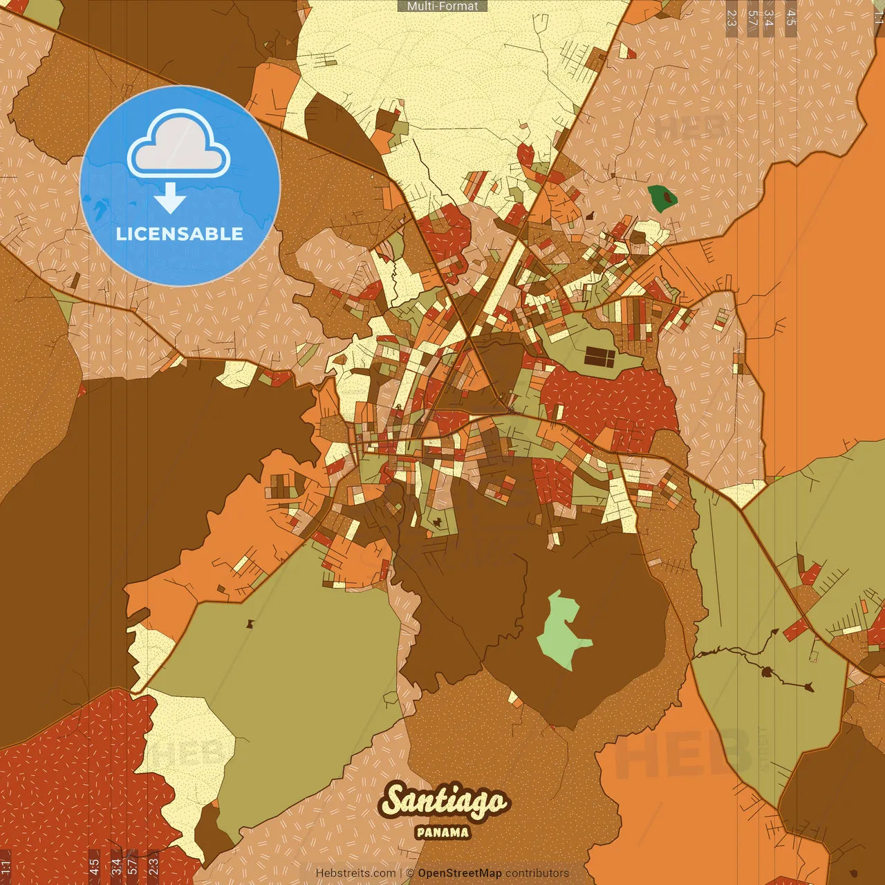 Santiago Panama Farmhouse Poster Art Map Template