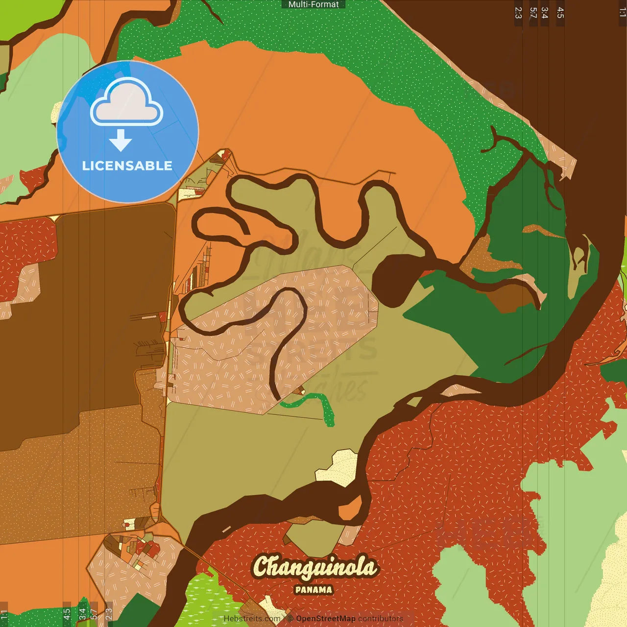 Changuinola Panama Farmhouse Poster Art Map Template